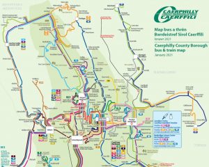 public transport map Caerphilly County Borough